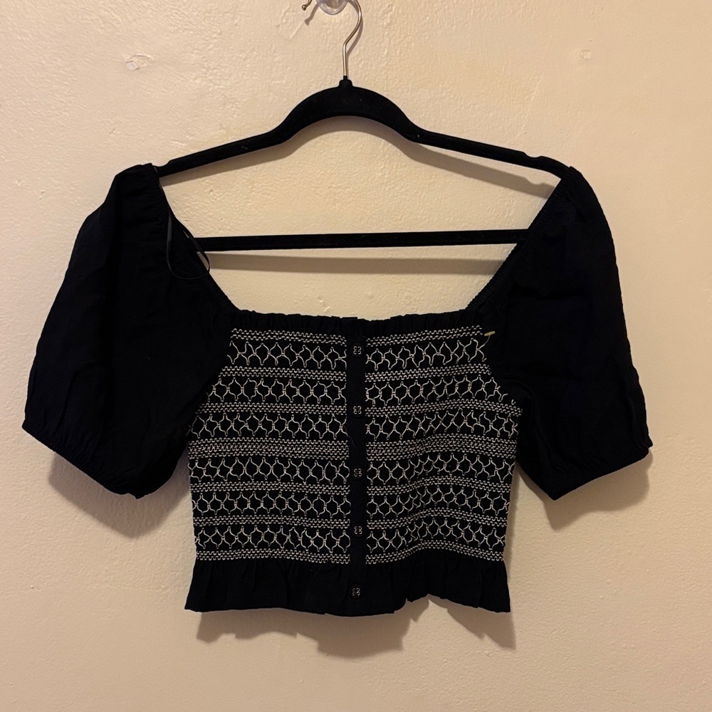 Blue Rain Elegant Black and White Crop Top
